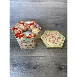 Paper Mache Christmas Balls set of 12 balls. With matching box churbs